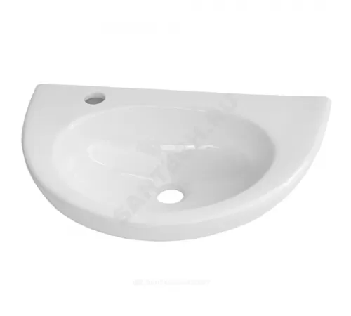 Умывальник подвесной УЮТ 50 1 отверстие под смеситель слева белый Лобненский стройфарфор 10/1/5/1-14