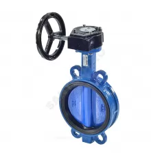 Затвор дисковый поворотный чугун Ду 600 Ру25 межфл с редуктором диск чугун манжета EPDM EURO Benarmo