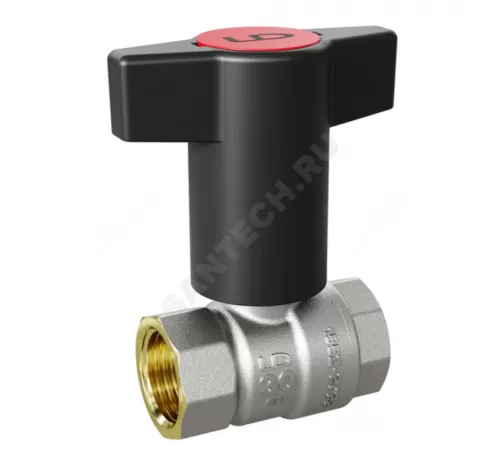 Кран шаровой латунь никель Pride Ду 15 Ру40 ВР с Т-рукояткой красной/синей аналог 11б27п1 LD 47.340.15 RB