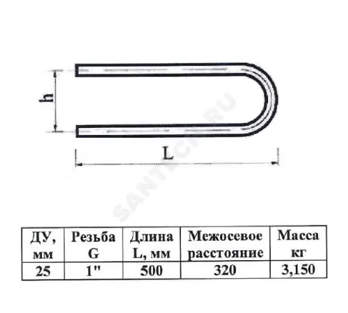 Полотенцесушитель водяной сталь оц П-образный Ду 25 (1") НР 320х500мм боковое подключение б/к КАЗ