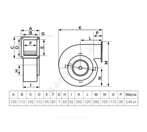 Вентилятор радиальный D172 142х135 серый ERA PRO ARGEST 160E 2K M