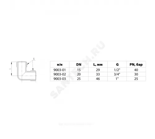 Угольник латунь никель Ду 15 (1/2") НР/НР 9003 ГОСТ 32585-2013 Aquasfera 9003-01