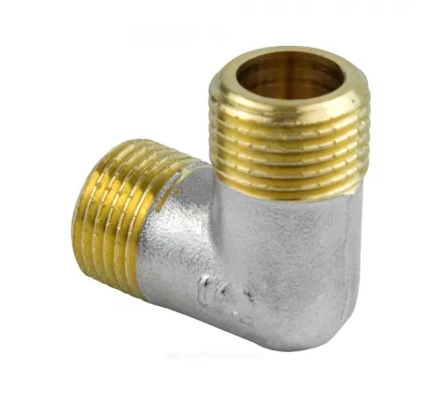 Угольник латунь никель Ду 15 (1/2") НР/НР 9003 ГОСТ 32585-2013 Aquasfera 9003-01