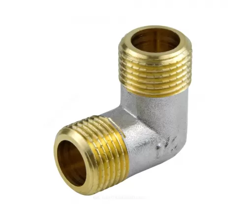 Угольник латунь никель Ду 15 (1/2") НР/НР 9003 ГОСТ 32585-2013 Aquasfera 9003-01