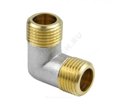 Угольник латунь никель Ду 15 (1/2") НР/НР 9003 ГОСТ 32585-2013 Aquasfera 9003-01