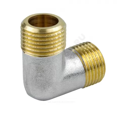 Угольник латунь никель Ду 15 (1/2") НР/НР 9003 ГОСТ 32585-2013 Aquasfera 9003-01