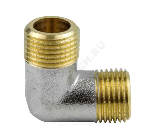 Угольник латунь никель Ду 15 (1/2") НР/НР 9003 ГОСТ 32585-2013 Aquasfera 9003-01