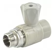 Кран шаровой PP-R серый Дн 20х1/2" НР прямой для радиатора VALFEX 10149020Г