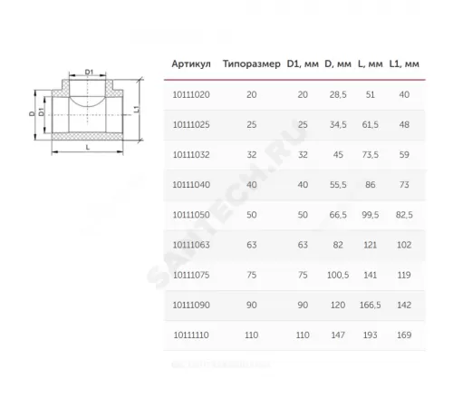 Тройник PP-R серый Дн 20 внутренняя пайка VALFEX 10111020Г