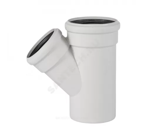 Тройник PP-MD переходной бесшумный светло-серый Skolan Safe SKEA Дн 135х110х45гр (DN125х110) б/нап в/к Ostendorf 336210