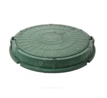 Люк полимер (легкий) зелёный круглый 750х630 h=90мм m=34кг 30кН ПП-630 ТехПласт