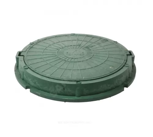 Люк полимер (легкий) зелёный круглый 750х630 h=90мм m=34кг 30кН ПП-630 ТехПласт