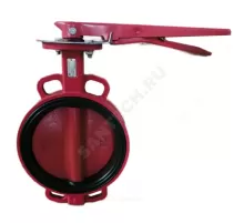 Затвор дисковый поворотный чугун FBV Ду 65 Ру16 межфл с рукояткой диск чугун манжета EPDM EURO для систем пожаротушения Benarmo