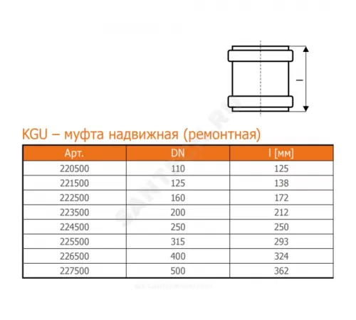 Муфта НПВХ ремонтная коричневая Дн 110 б/нап в/к KGU Ostendorf 220500