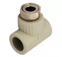 Тройник PP-R комбинированный серый Дн 20х1/2" с накидной гайкой для PP-R RTP (РосТурПласт) 15835