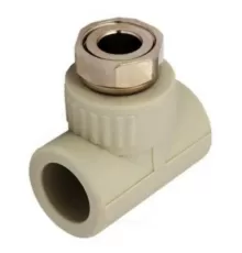Тройник PP-R комбинированный серый Дн 20х1/2" с накидной гайкой для PP-R RTP (РосТурПласт) 15835