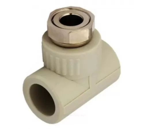 Тройник PP-R комбинированный серый Дн 20х1/2" с накидной гайкой для PP-R RTP (РосТурПласт) 15835