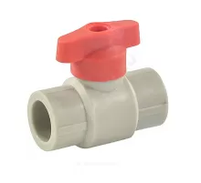 Кран шаровой PP-R серый Дн 25 полупроходной с красной ручкой VALFEX 20255025RГ