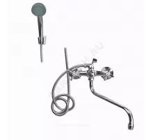 Смеситель для ванны с душем двуручный керамический затвор Aqua Serra