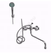 Смеситель для ванны с душем двуручный керамический затвор Aqua Serra