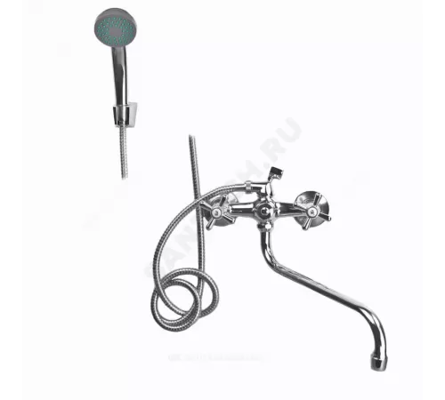 Смеситель для ванны с душем двуручный керамический затвор Aqua Serra