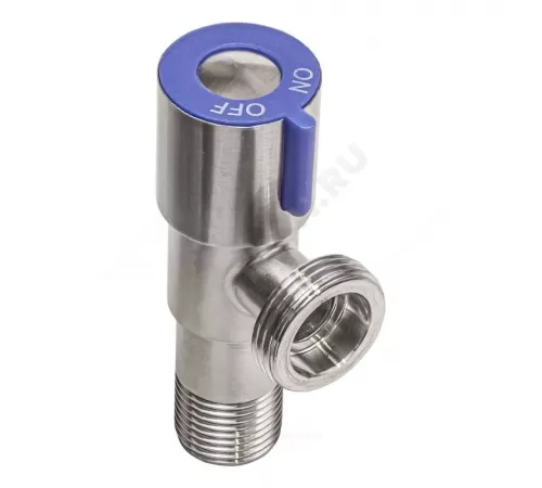 Кран нерж бытовой угловой G1/2"х3/4" Ру10 НР переходной флажок керамическая кран-букса с отражателем RM-L ATS-1234