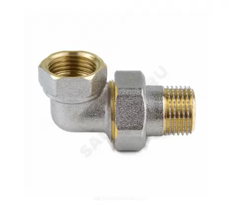Соединитель латунь никель американка Ду 20 (3/4") угловой ВР/НР 9015 ГОСТ 32585-2013 Aquasfera 9015-02