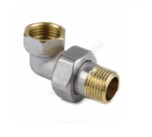 Соединитель латунь никель американка Ду 20 (3/4") угловой ВР/НР 9015 ГОСТ 32585-2013 Aquasfera 9015-02