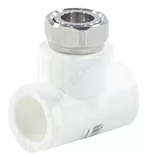 Тройник PP-R комбинированный белый Дн 20х1/2" с накидной гайкой RTP (РосТурПласт) 14269