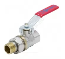 Кран шаровой латунь никель 1006 Euro Ду 20 Ру30 ВР/"американка" полнопроходной рычаг красный Aquasfera 1006-02 .