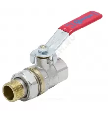 Кран шаровой латунь никель 1006 Euro Ду 20 Ру30 ВР/"американка" полнопроходной рычаг красный Aquasfera 1006-02 .