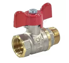 Кран шаровой латунь никель 11Б27фт1М OPTIMA Ду 20 Ру25 ВР/НР полнопроходной бабочка красная VALFEX VF.218.NLB1.034