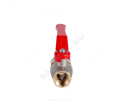 Кран шаровой латунь никель Эксперт Ду 25 Ру40 ВР/"американка" полнопроходной рычаг красный Dist Н143Р
