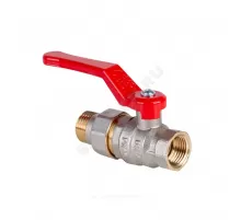 Кран шаровой латунь никель Эксперт Ду 25 Ру40 ВР/"американка" полнопроходной рычаг красный Dist Н143Р