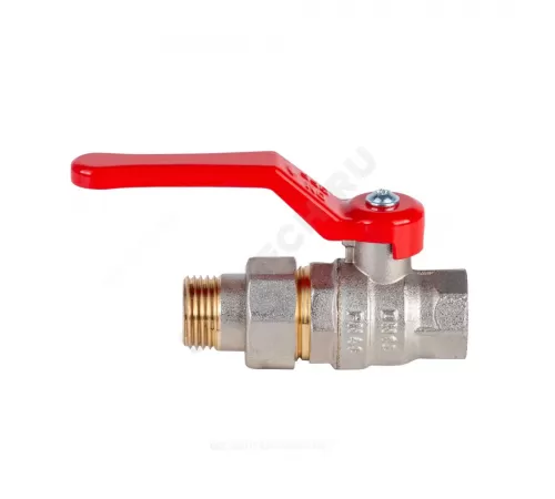 Кран шаровой латунь никель Эксперт Ду 25 Ру40 ВР/"американка" полнопроходной рычаг красный Dist Н143Р