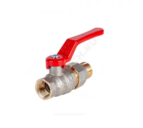 Кран шаровой латунь никель Эксперт Ду 25 Ру40 ВР/"американка" полнопроходной рычаг красный Dist Н143Р