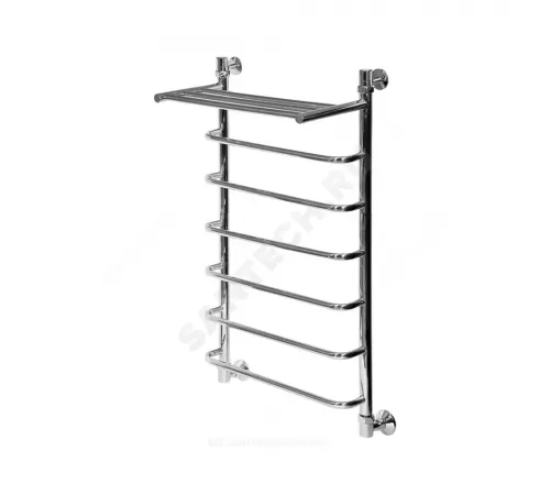 Полотенцесушитель водяной нерж сталь Лесенка Ду 25 (1") НР с полочкой 400х700мм 6П нижнее подключение в/к соединитель (1"х3/4") Эридан Элит-Металл В-42-04