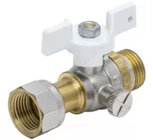 Кран для манометра 3-ходовой латунь 1125 Standard никель Ду 15 Ру40 НР/нак. гайка G1/2"-М20х1,5 Aquasfera 1125-03