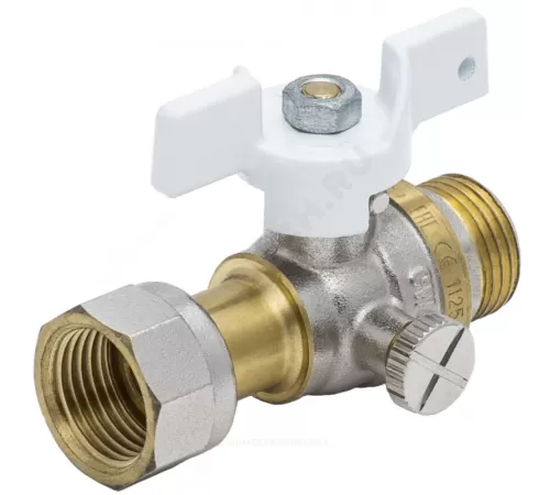 Кран для манометра 3-ходовой латунь 1125 Standard никель Ду 15 Ру40 НР/нак. гайка G1/2" Aquasfera 1125-02
