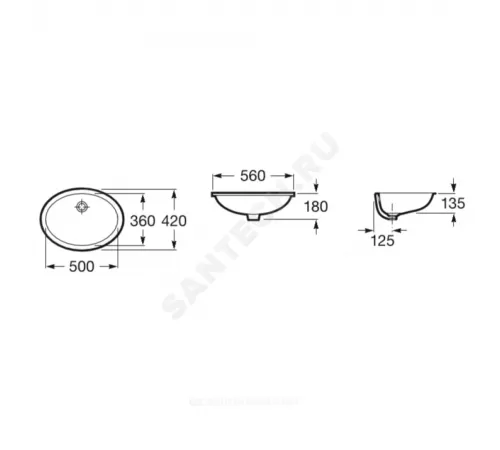 Умывальник мебельный Berna 56 без отверстия под смеситель белый Roca 327871001