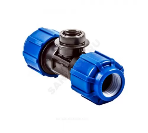 Тройник компрессионный ПЭ Дн 63х1 1/4"х63 ВР Ру16 ТПК-АКВА 52611463