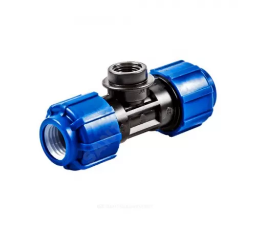 Тройник компрессионный ПЭ Дн 63х1 1/4"х63 ВР Ру16 ТПК-АКВА 52611463