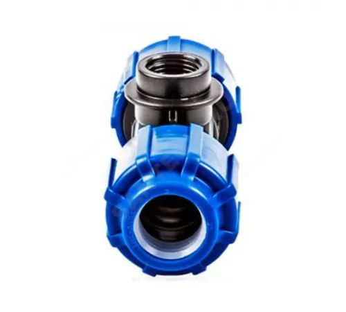 Тройник компрессионный ПЭ Дн 63х1 1/4"х63 ВР Ру16 ТПК-АКВА 52611463