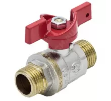 Кран шаровой латунь никель 1005 Euro Ду 20 Ру30 НР полнопроходной бабочка красная Aquasfera 1005-02 .