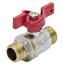 Кран шаровой латунь никель 1005 Euro Ду 20 Ру30 НР полнопроходной бабочка красная Aquasfera 1005-02 .