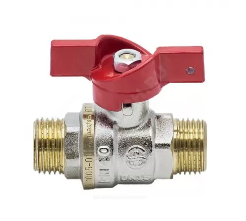 Кран шаровой латунь никель 1005 Euro Ду 20 Ру30 НР полнопроходной бабочка красная Aquasfera 1005-02 .