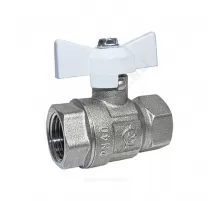 Кран шаровой латунь никель Крепыш 330 аналог 11б27п1 Ду 15 Ру40 ВР полнопроходной бабочка белая ГАЛЛОП 109213