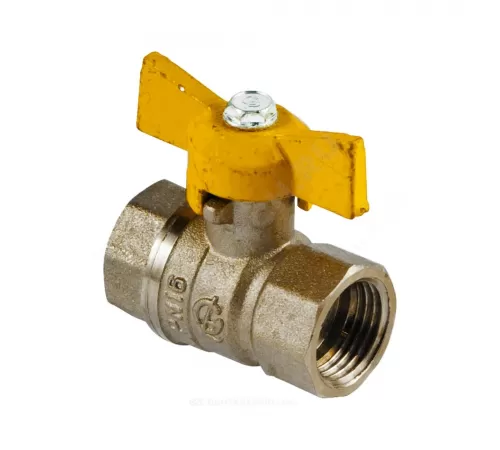 Кран шаровой латунь газ Стандарт 230 аналог 11б27п Ду 15 Ру40 ВР бабочка ГАЛЛОП 115012