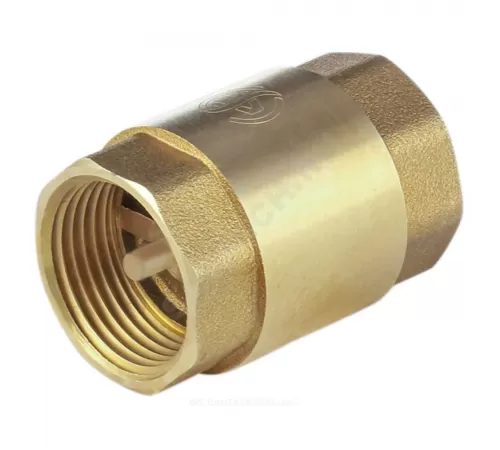 Клапан обратный латунь осевой 3002 Ду 15 Ру40 Тмакс=100 оС ВР 1/2" диск латунь шток латунь Aquasfera 3002-01