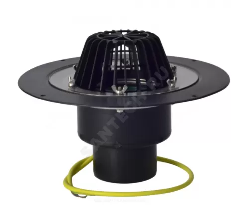 Воронка кровельная HL62.1 с вертикальным выпуском PP Дн 110 с листвоуловителем, электрообогревом, теплоизоляцией, обжимным фланцем HL HL62.1/1